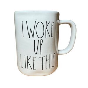 Rae Dunn Magenta I WOKE UP LIKE THIS Coffee Mug Cup Dishwasher Safe White